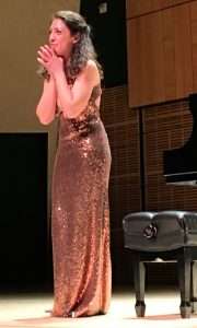 Beatrice Rana on stage at her Carnegie debut